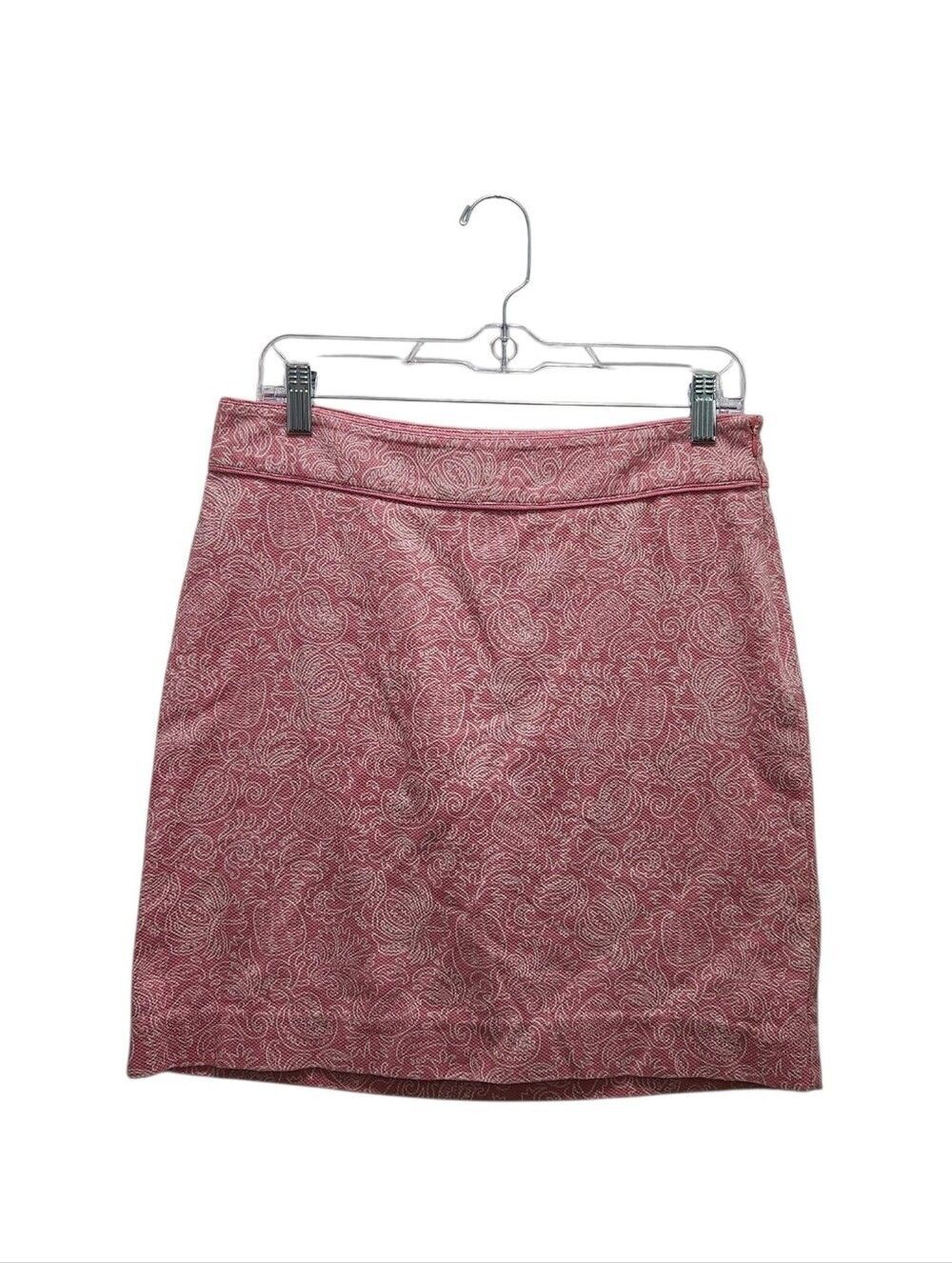 Vineyard Vines Pink White Pineapple Paisley Pencil Skirt Size 4 Preppy Tropical